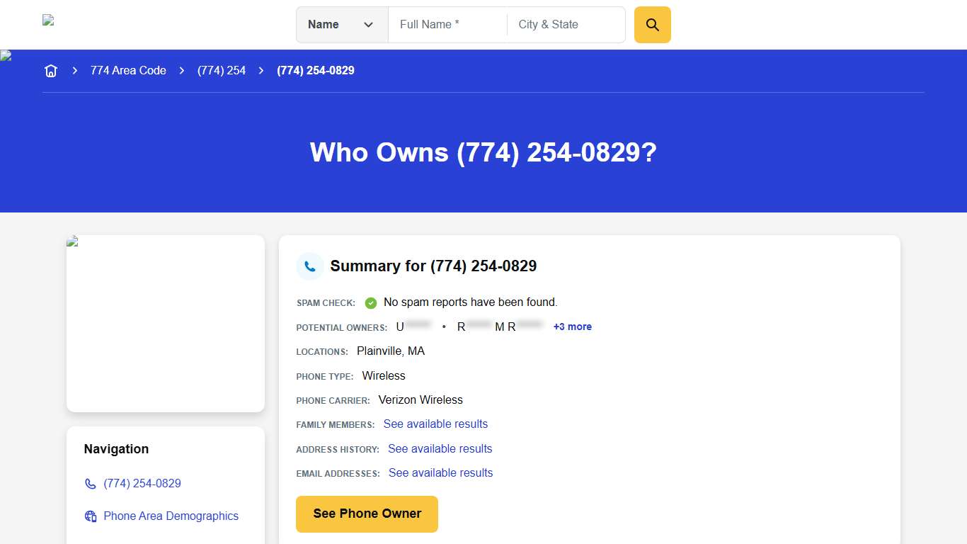 (774) 254-0829 Reverse Phone Lookup Anywho